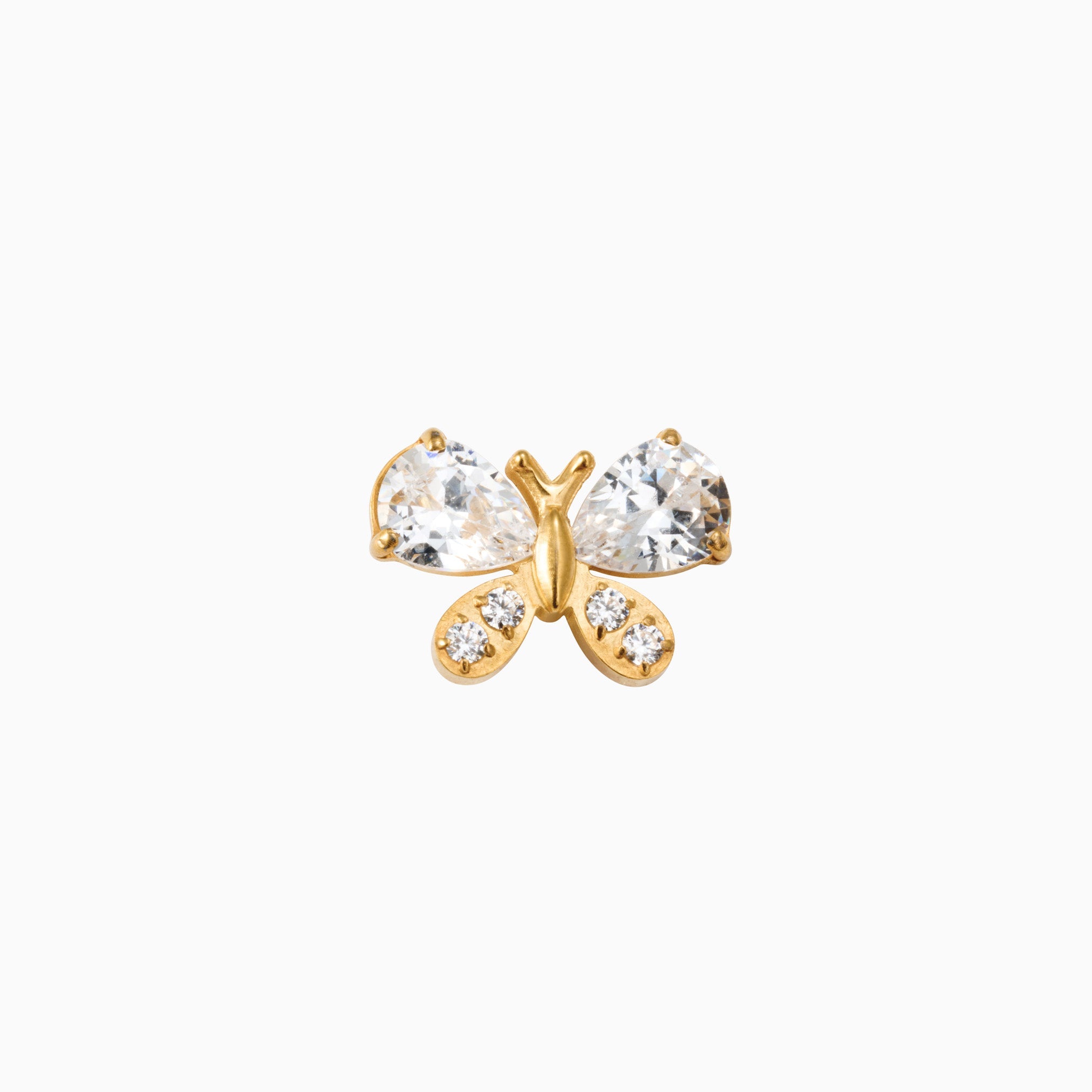 BUTTERFLY FLAT BACK INDIVIDUAL STUD best gold plated tarnish and water resistant piece by Irish Jewellery brand - Lynott Jewellery