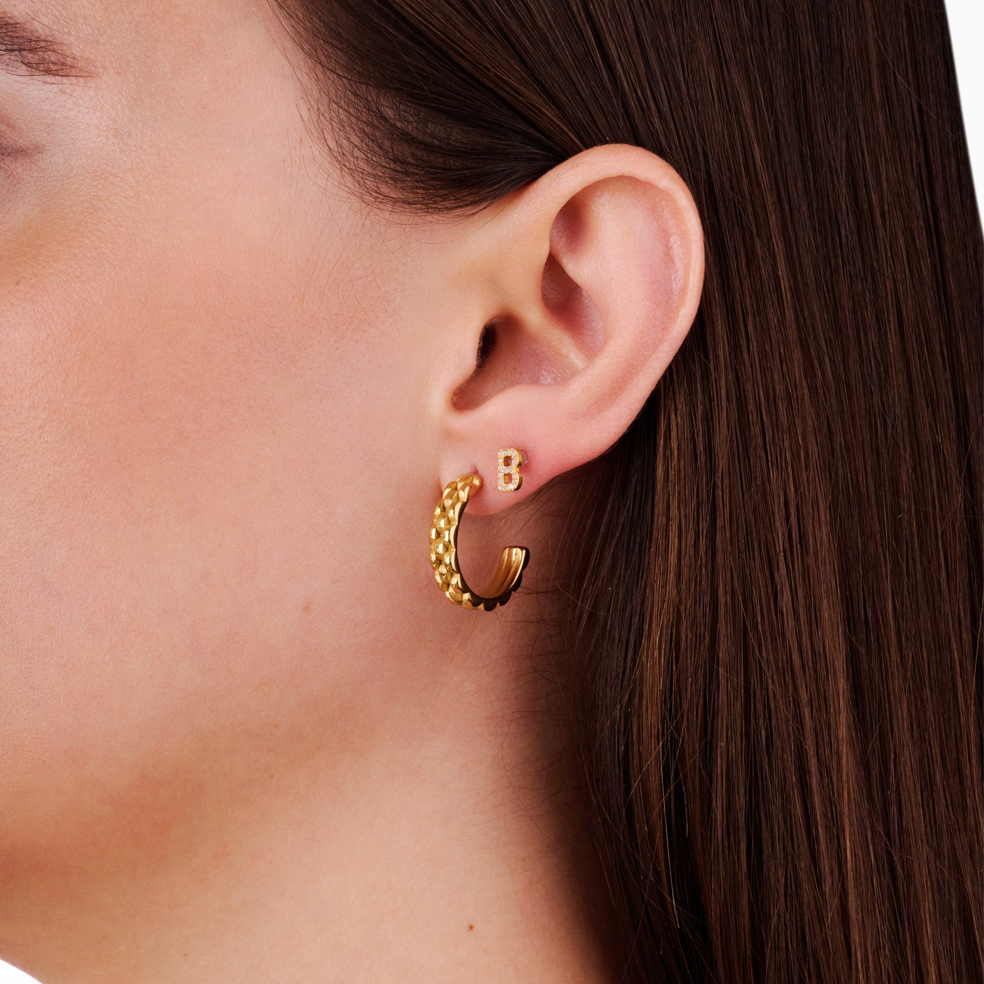 B FOR BAE FLAT BACK INDIVIDUAL STUD best gold plated tarnish and water resistant piece by Irish Jewellery brand - Lynott Jewellery