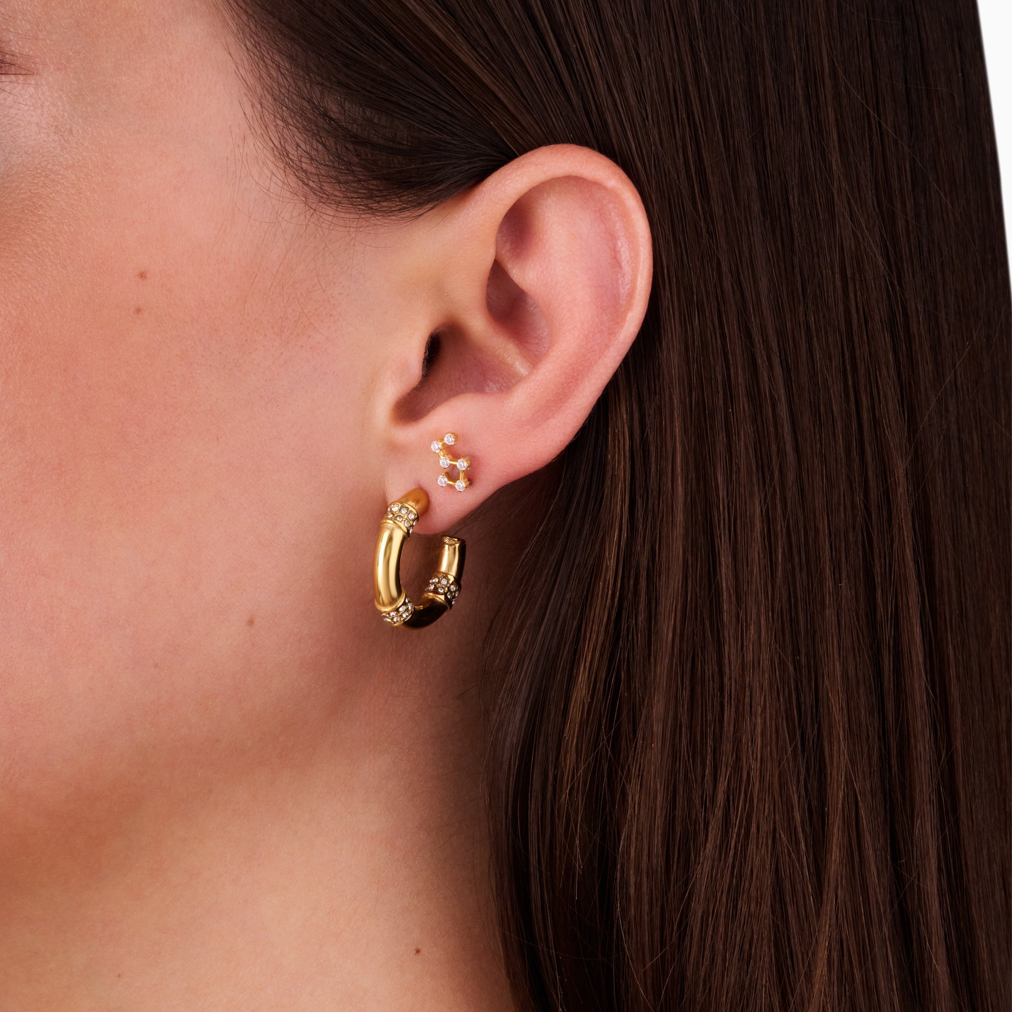 ZODIAC SPARK FLAT BACK INDIVIDUAL STUD best gold plated tarnish and water resistant piece by Irish Jewellery brand - Lynott Jewellery