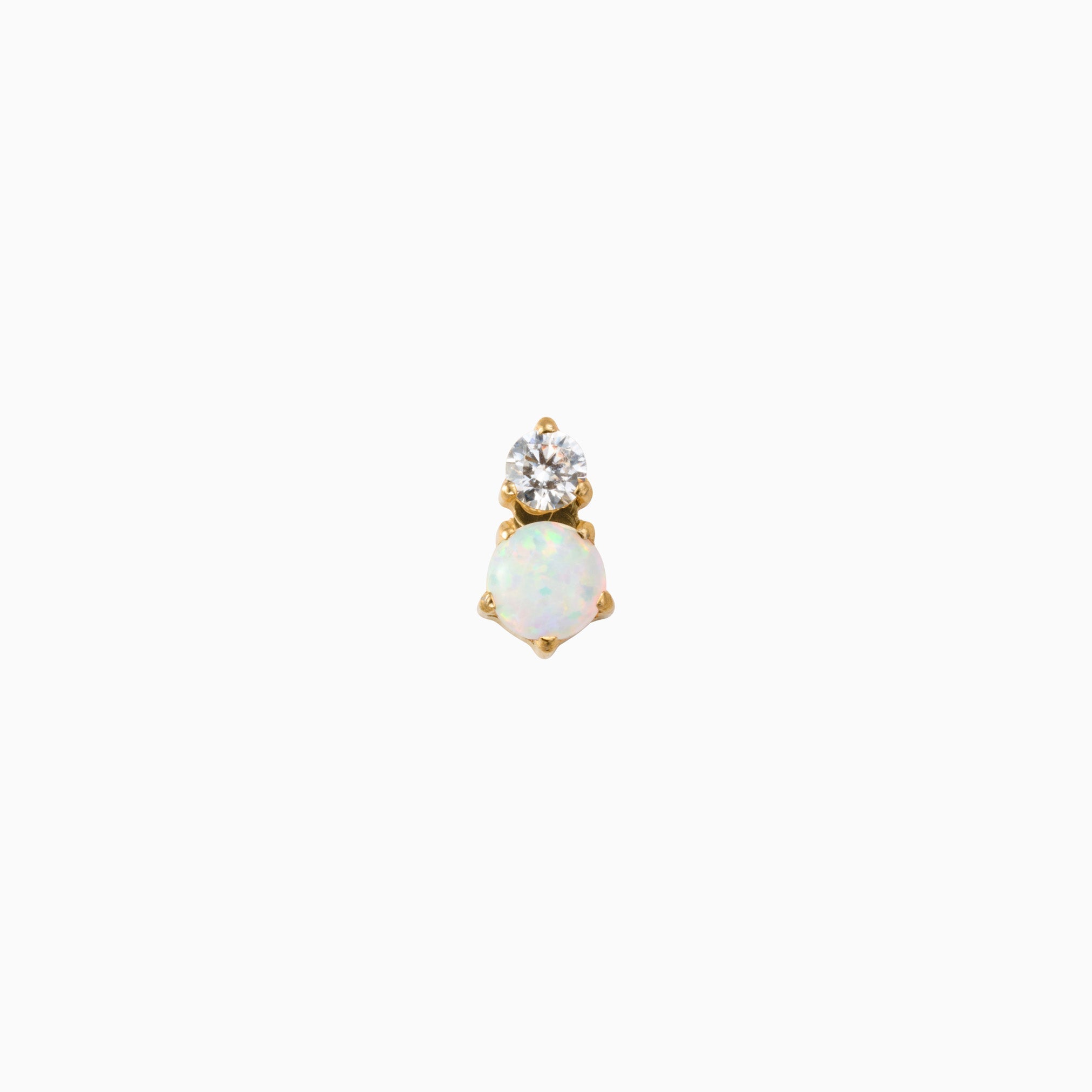 OPAL GLOW FLAT BACK INDIVIDUAL STUD best gold plated tarnish and water resistant piece by Irish Jewellery brand - Lynott Jewellery