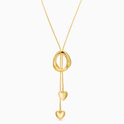 DROP DOWN CHAIN HEART AND CIRCLE NECKLACE