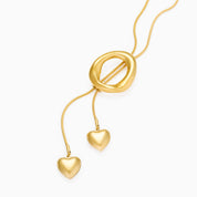DROP DOWN CHAIN HEART AND CIRCLE NECKLACE