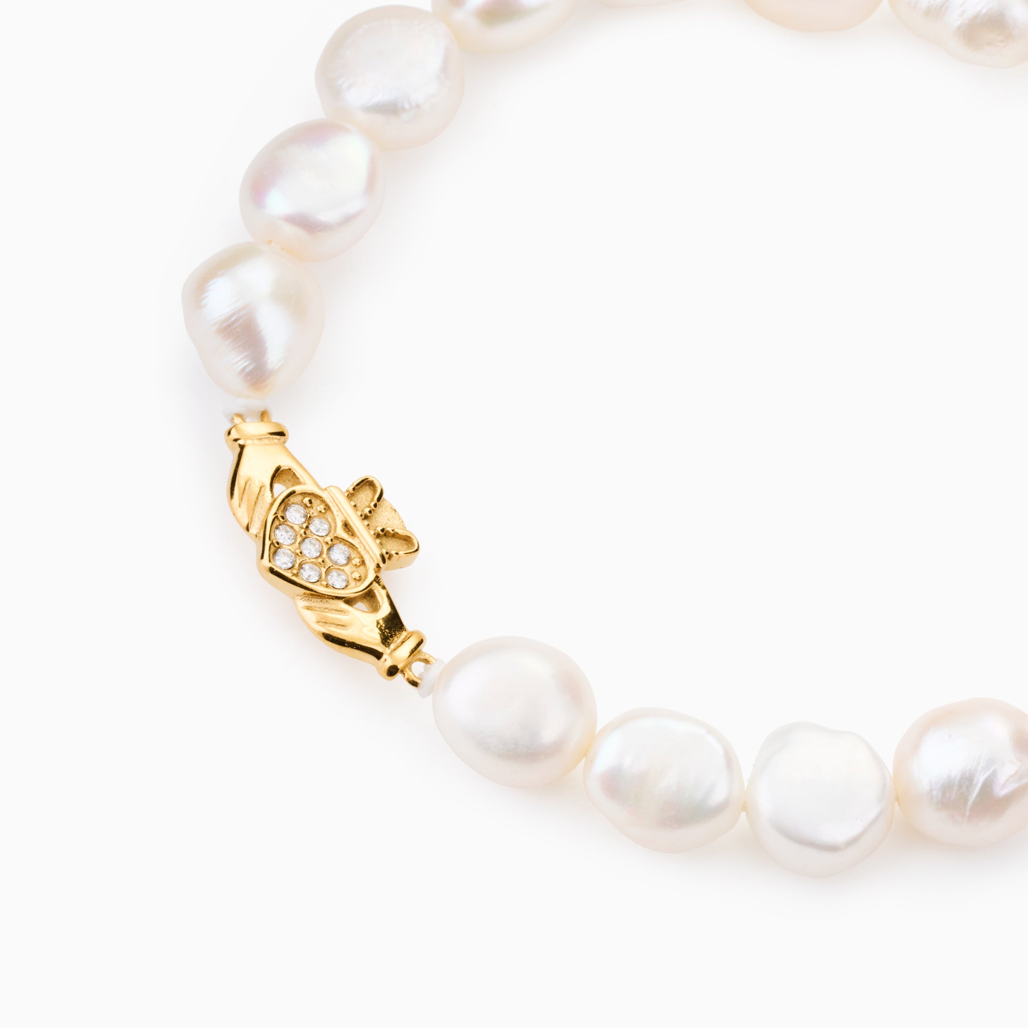 HEART CROWN PEARL CLADDAGH BRACELET