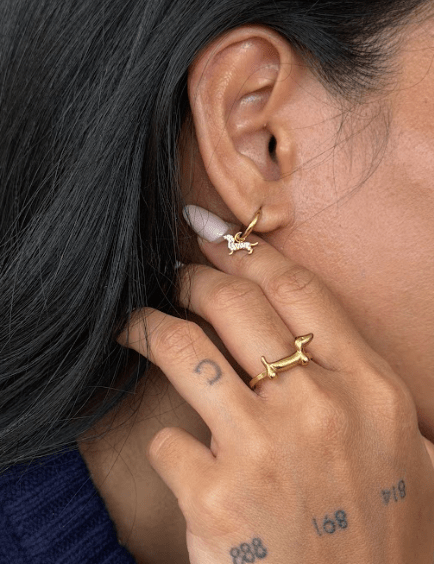 THE SLINKY HUGGIE EARRING best gold plated tarnish and water resistant piece by Irish Jewellery brand - Lynott Jewellery