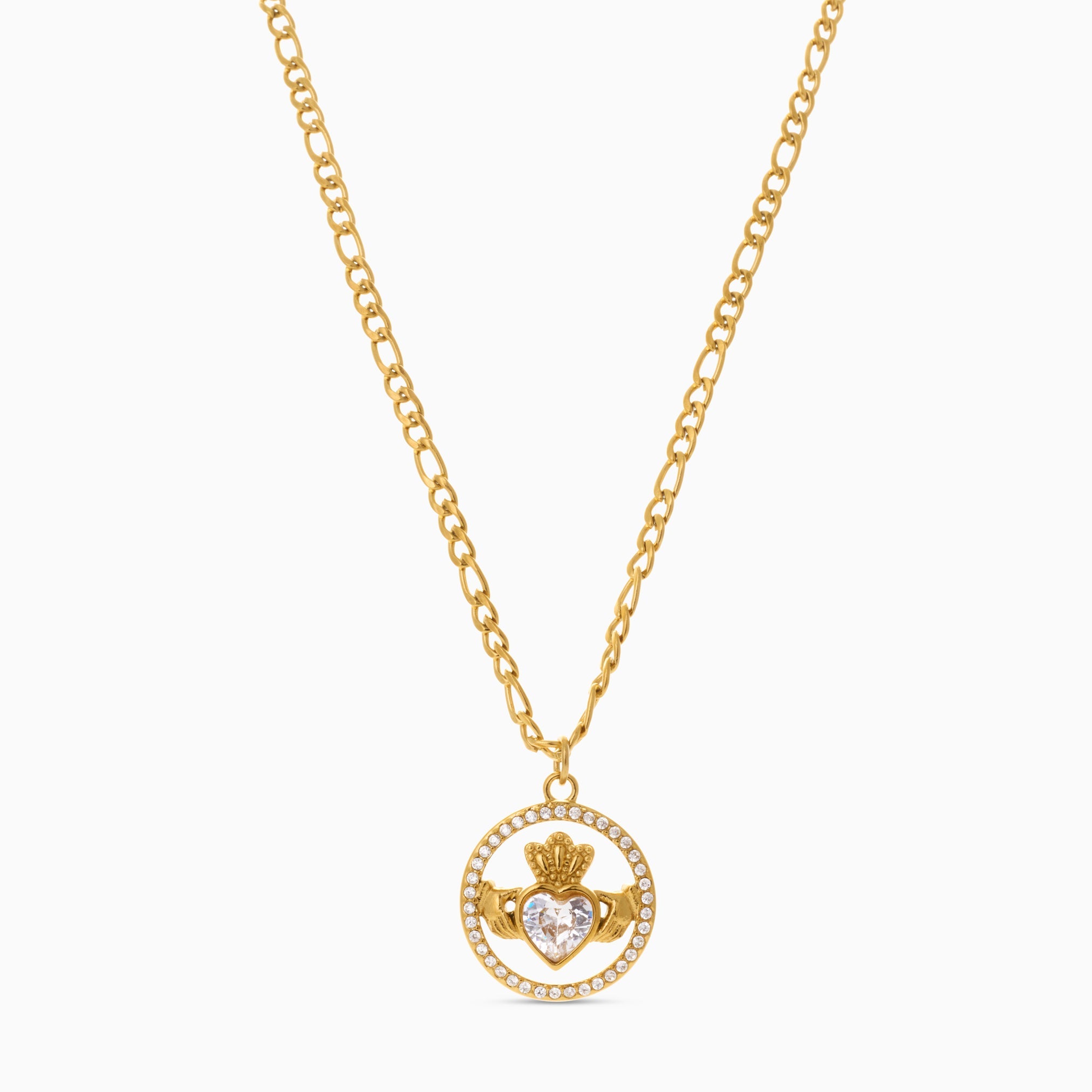 SAOIRSE CLADDAGH NECKLACE best gold plated tarnish and water resistant piece by Irish Jewellery brand - Lynott Jewellery