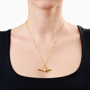 SAOIRSE CLADDAGH T BAR NECKLACE best gold plated tarnish and water resistant piece by Irish Jewellery brand - Lynott Jewellery