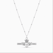 SAOIRSE CLADDAGH T BAR NECKLACE best gold plated tarnish and water resistant piece by Irish Jewellery brand - Lynott Jewellery