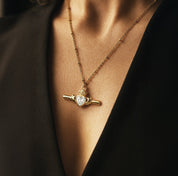 SAOIRSE CLADDAGH T BAR NECKLACE best gold plated tarnish and water resistant piece by Irish Jewellery brand - Lynott Jewellery