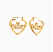 RÍONA HEART CLADDAGH HOOPS best gold plated tarnish and water resistant piece by Irish Jewellery brand - Lynott Jewellery