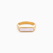 MOTHER OF PEARL SIGNET RING best gold plated tarnish and water resistant piece by Irish Jewellery brand - Lynott Jewellery