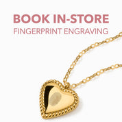 BOOK YOUR FINGERPRINT ENGRAVING IN - STORE best gold plated tarnish and water resistant piece by Irish Jewellery brand - Lynott Jewellery