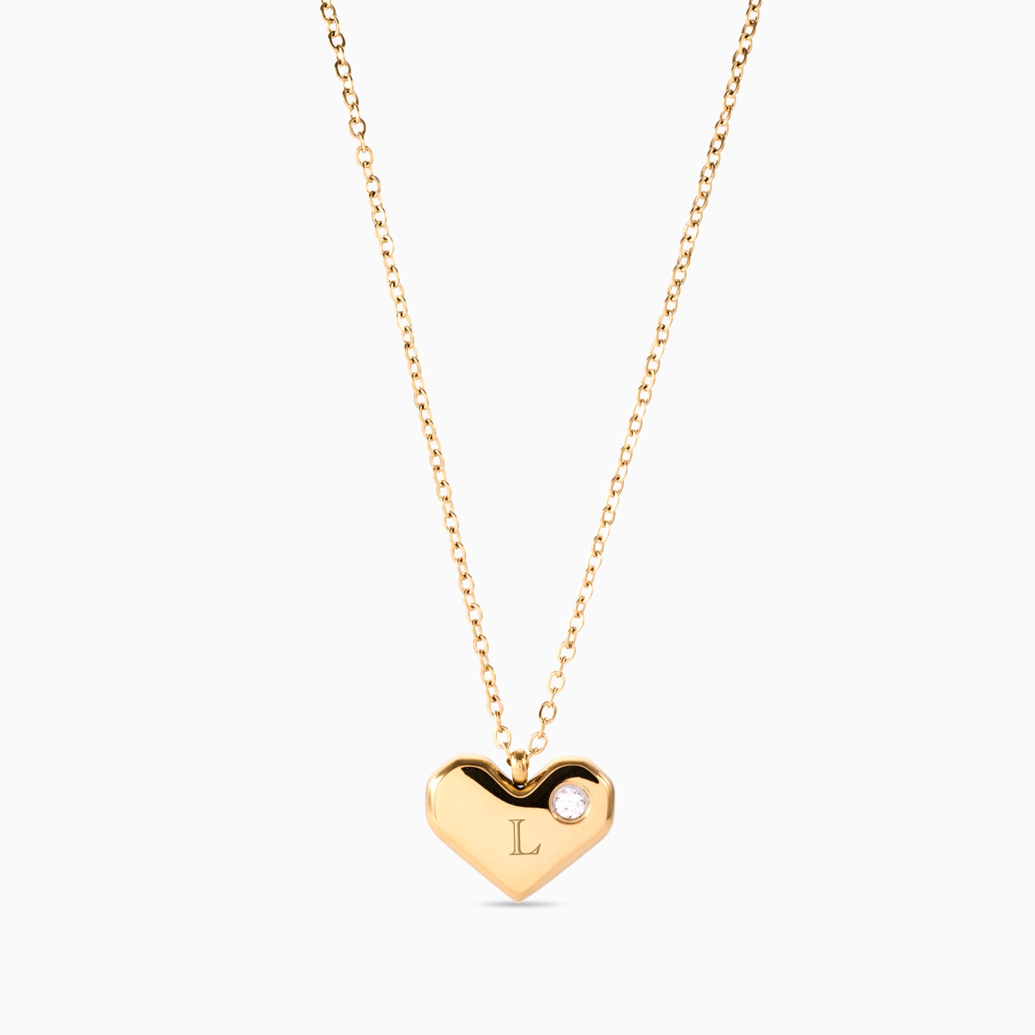 HEART DOT ENGRAVABLE NECKLACE best gold plated tarnish and water resistant piece by Irish Jewellery brand - Lynott Jewellery