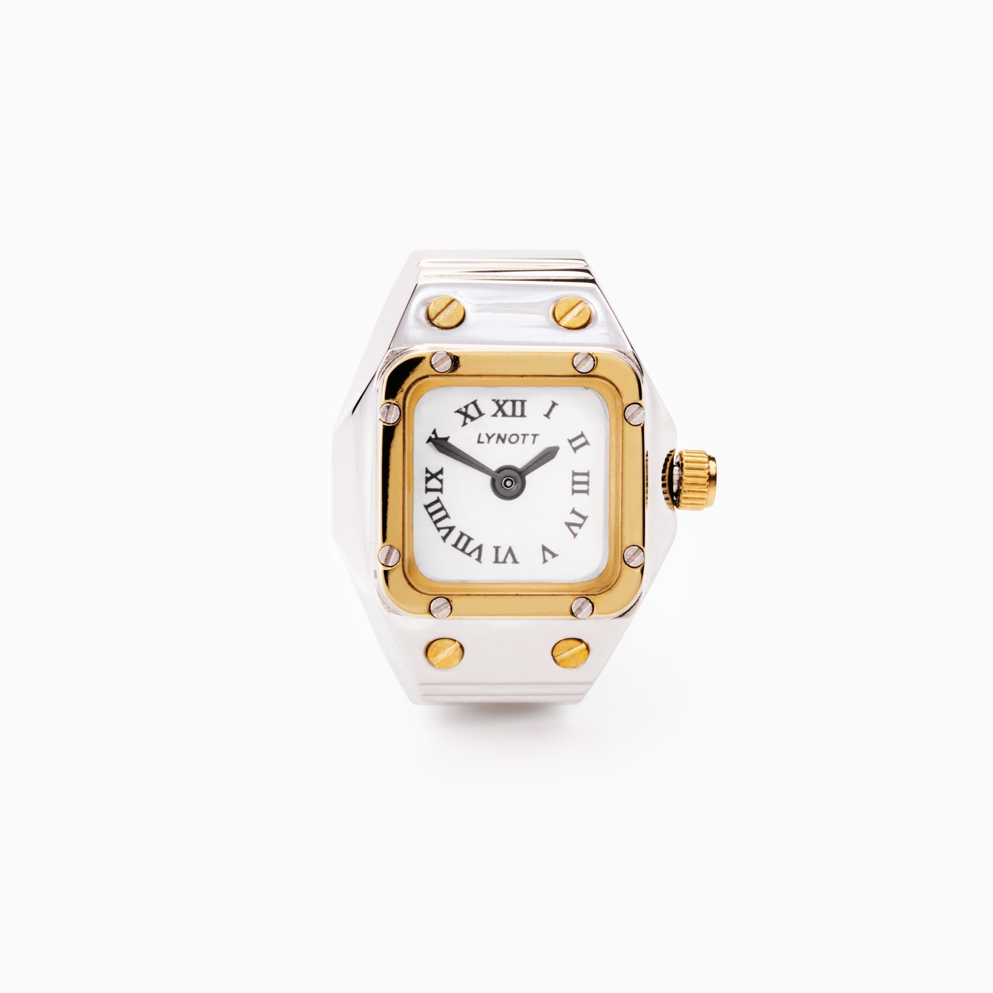 LAUREN X LYNOTT SÍORAÍ TWO TONE FUNCTIONAL WATCH RING best gold plated tarnish and water resistant piece by Irish Jewellery brand - Lynott Jewellery