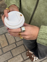 LAUREN X LYNOTT SÍORAÍ TWO TONE FUNCTIONAL WATCH RING best gold plated tarnish and water resistant piece by Irish Jewellery brand - Lynott Jewellery