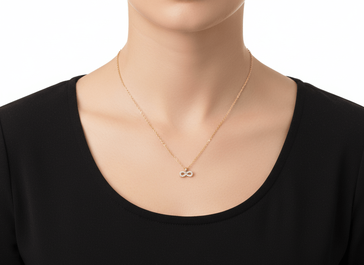 RACHEL GORRY - LAUREN INFINITY NECKLACE best gold plated tarnish and water resistant piece by Irish Jewellery brand - Lynott Jewellery