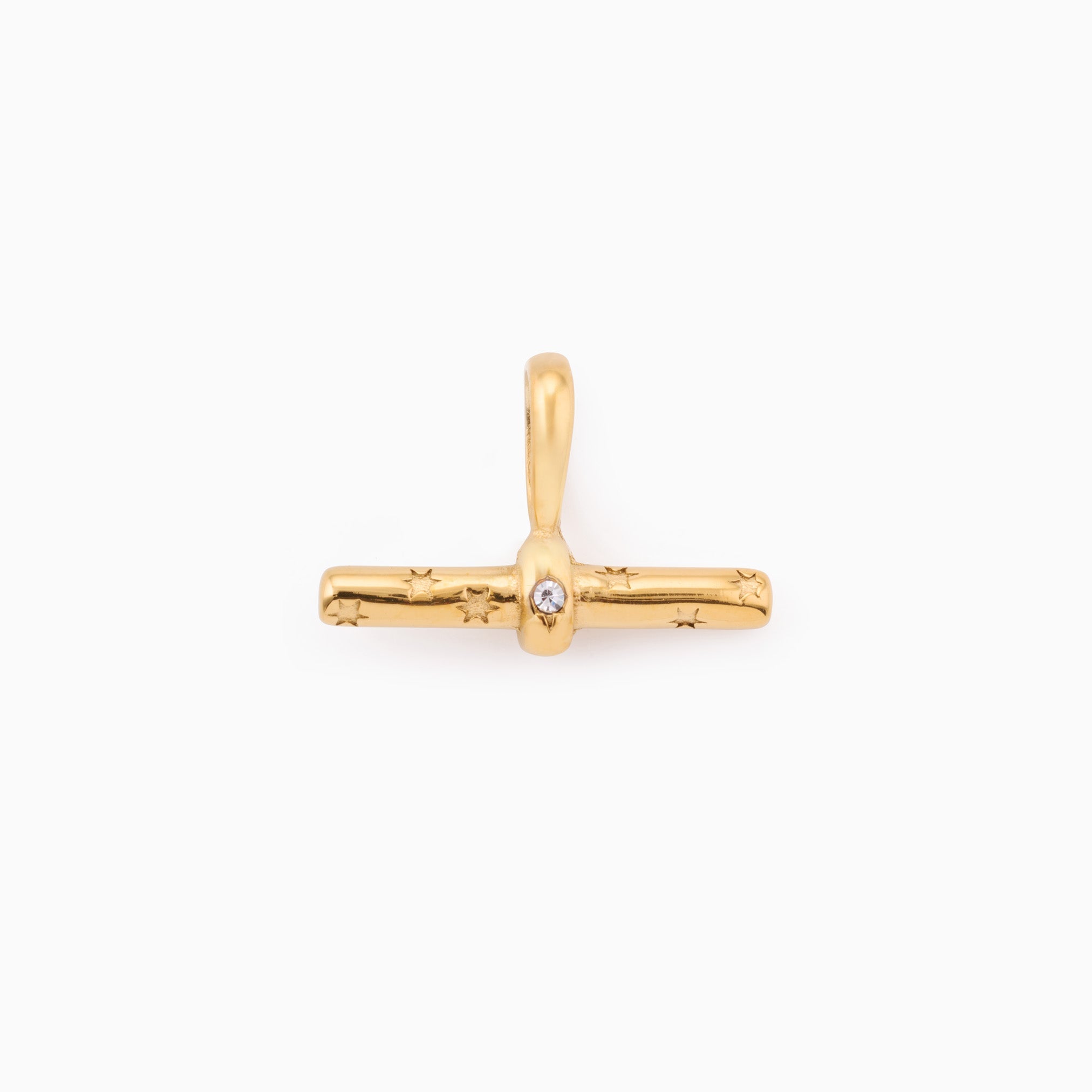RACHEL GORRY T BAR CHARM best gold plated tarnish and water resistant piece by Irish Jewellery brand - Lynott Jewellery