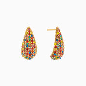 RAINBOW TEARDROP STUDS best gold plated tarnish and water resistant piece by Irish Jewellery brand - Lynott Jewellery