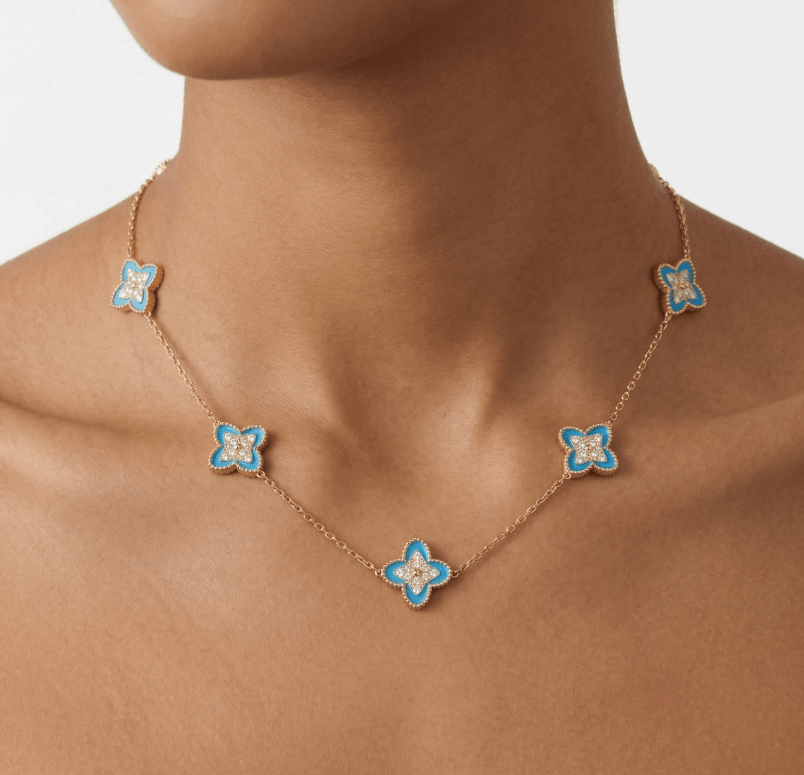 PASSIONATE BLUE NECKLACE best gold plated tarnish and water resistant piece by Irish Jewellery brand - Lynott Jewellery