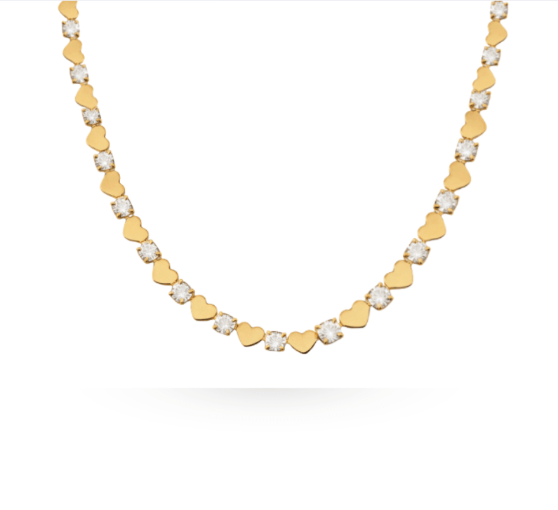STARLIGHT HEART TENNIS NECKLACE best gold plated tarnish and water resistant piece by Irish Jewellery brand - Lynott Jewellery