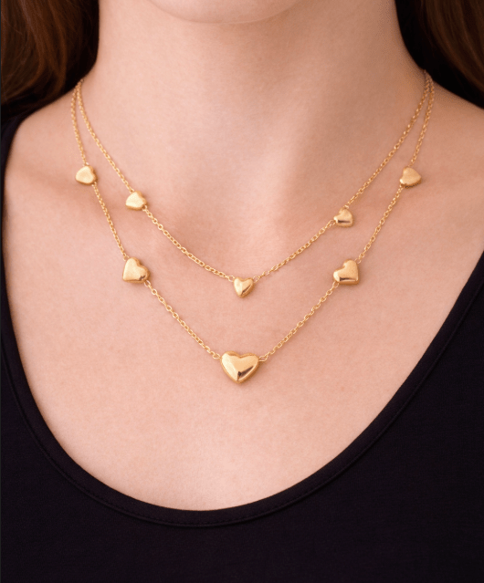 INFINITY HEART LAYERED NECKLACE best gold plated tarnish and water resistant piece by Irish Jewellery brand - Lynott Jewellery