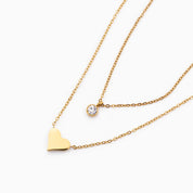 HEART TO HEART LAYERED ENGRAVABLE NECKLACE GOLD best gold plated tarnish and water resistant piece by Irish Jewellery brand - Lynott Jewellery