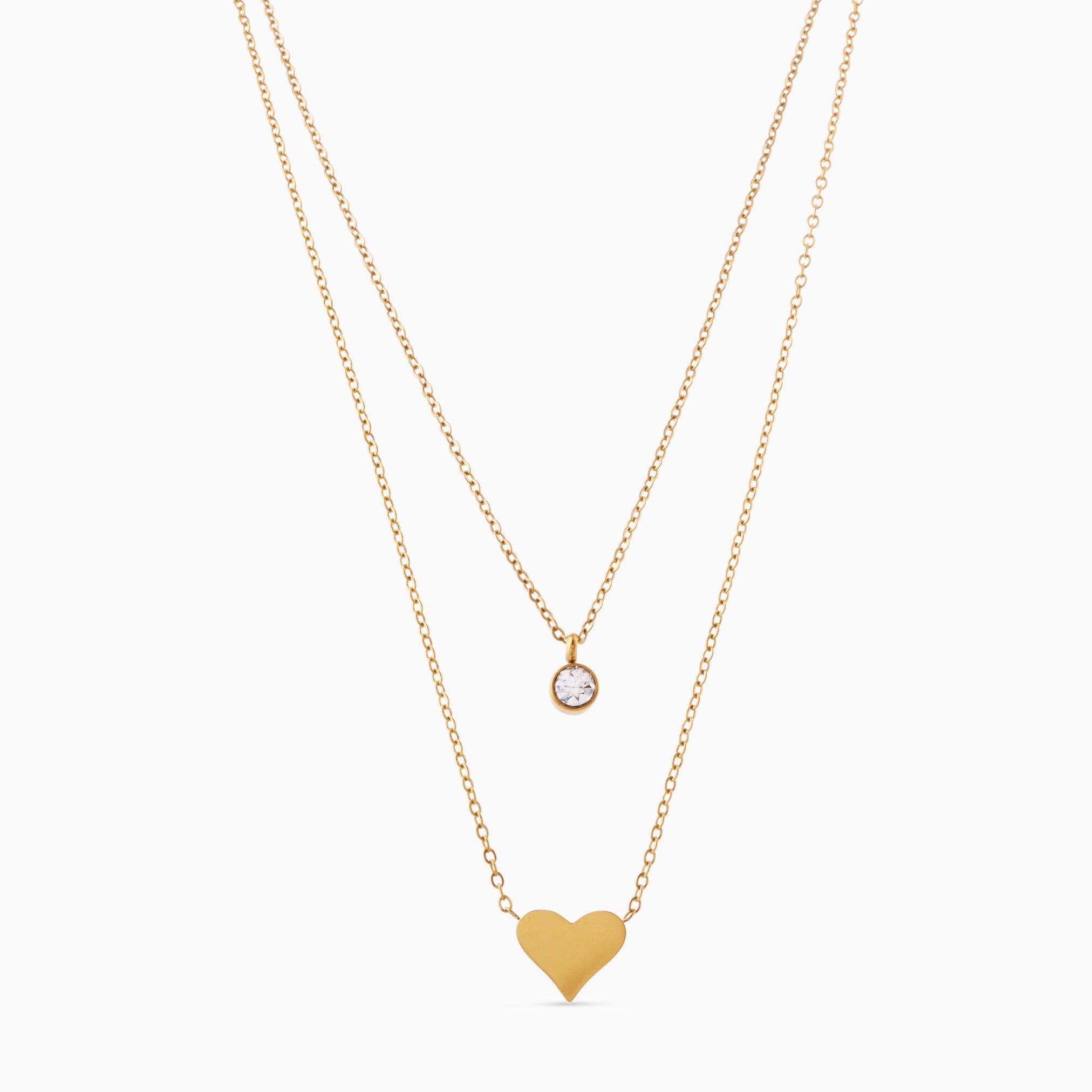 HEART TO HEART LAYERED ENGRAVABLE NECKLACE GOLD best gold plated tarnish and water resistant piece by Irish Jewellery brand - Lynott Jewellery