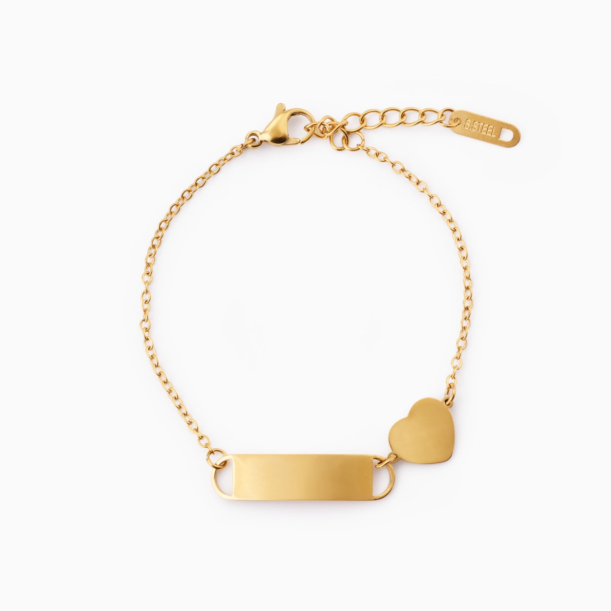 SIMPLY YOURS HEART BAR ENGRAVABLE BRACELET GOLD best gold plated tarnish and water resistant piece by Irish Jewellery brand - Lynott Jewellery