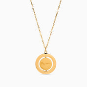 SPINNING DISC ENGRAVABLE NECKLACE best gold plated tarnish and water resistant piece by Irish Jewellery brand - Lynott Jewellery
