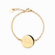 ENGRAVABLE DISC BRACELET best gold plated tarnish and water resistant piece by - Lynott Jewellery