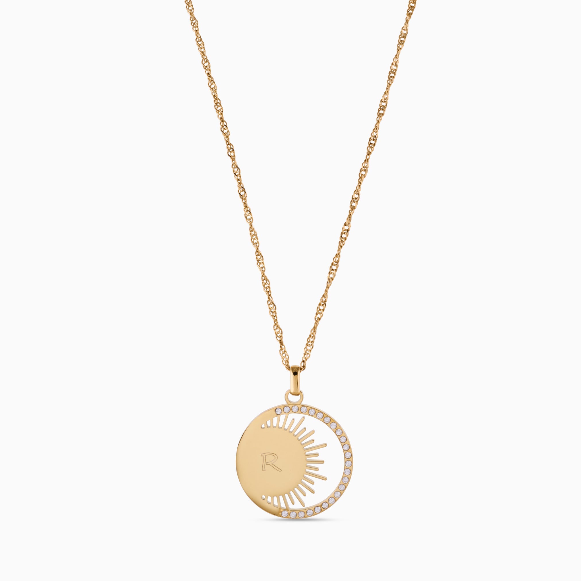 SUNDARA ENGRAVABLE NECKLACE best gold plated tarnish and water resistant piece by Irish Jewellery brand - Lynott Jewellery