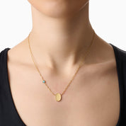 PROMISE ME ENGRAVABLE OVAL DISC & BIRTHSTONE NECKLACE best gold plated tarnish and water resistant piece by Irish Jewellery brand - Lynott Jewellery