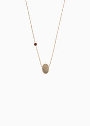 PROMISE ME ENGRAVABLE OVAL DISC & BIRTHSTONE NECKLACE best gold plated tarnish and water resistant piece by Irish Jewellery brand - Lynott Jewellery