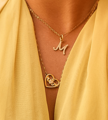 MEGAN FORTE CLARKE LOUD MOUTH CLADDAGH NECKLACE best gold plated tarnish and water resistant piece by Irish Jewellery brand - Lynott Jewellery