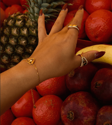 MEGAN FORTE CLARKE LOUD MOUTH CLADDAGH BRACELET best gold plated tarnish and water resistant piece by Irish Jewellery brand - Lynott Jewellery