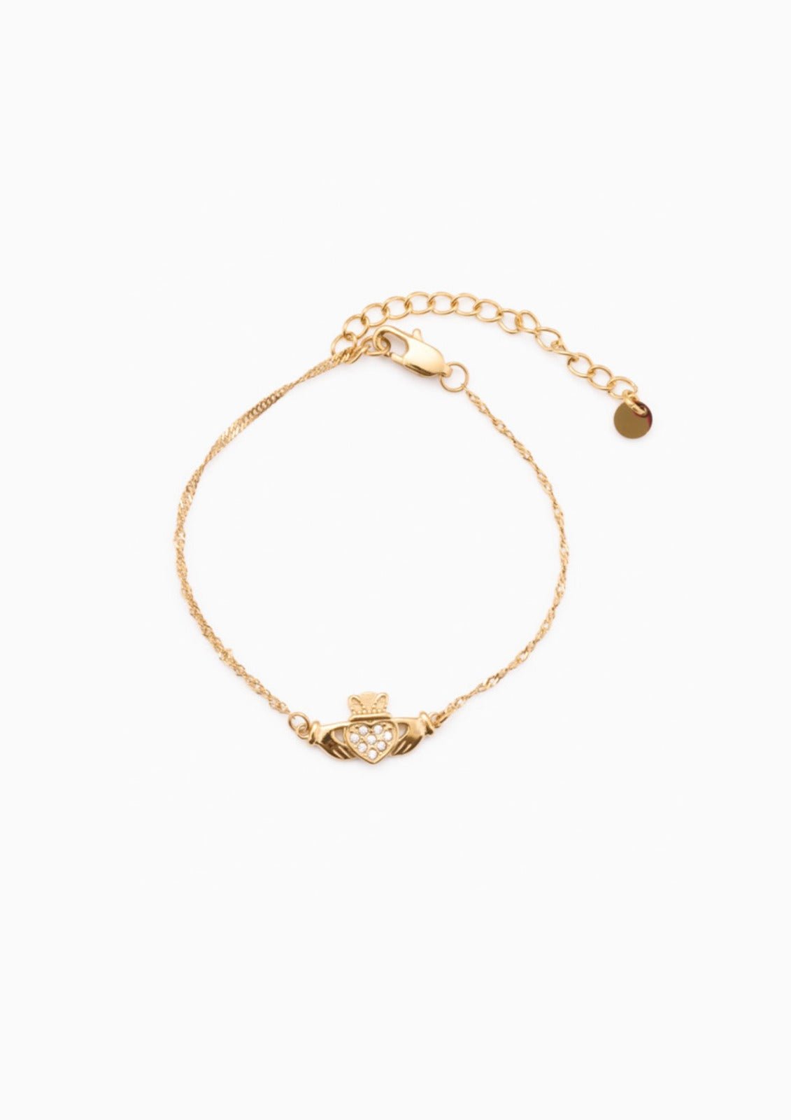 HEART CROWN BRACELET best gold plated tarnish and water resistant piece by Irish Jewellery brand - Lynott Jewellery