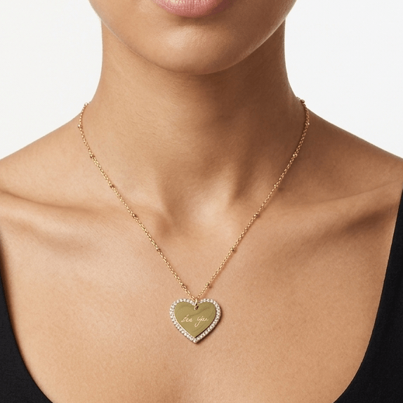 ETERNAL HEART ENGRAVABLE PENDANT NECKLACE best gold plated tarnish and water resistant piece by Irish Jewellery brand - Lynott Jewellery