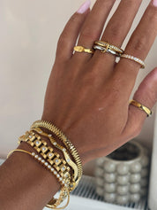 EVERAFTER ENGRAVABLE THIN BAND best gold plated tarnish and water resistant piece by Irish Jewellery brand - Lynott Jewellery