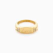 WHISPERING CLOVER ENGRAVABLE RING best gold plated tarnish and water resistant piece by Irish Jewellery brand - Lynott Jewellery