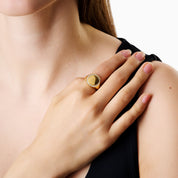 ETERNAL ENGRAVABLE SIGNET RING best gold plated tarnish and water resistant piece by Irish Jewellery brand - Lynott Jewellery