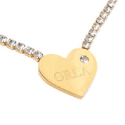 TENNIS HEART ENGRAVABLE NECKLACE best gold plated tarnish and water resistant piece by - Lynott Jewellery