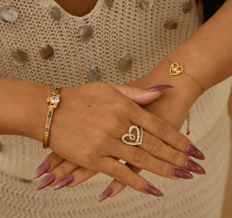 MEGAN FORTE CLARKE SIDE EYE CLADDAGH BANGLE best gold plated tarnish and water resistant piece by Irish Jewellery brand - Lynott Jewellery