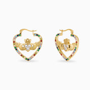 MEGAN FORTE CLARKE DRAMA QUEEN HEART CLADDAGH HOOPS best gold plated tarnish and water resistant piece by Irish Jewellery brand - Lynott Jewellery