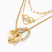 MEGAN FORTE CLARKE DIVA LAYERED CLADDAGH NECKLACE best gold plated tarnish and water resistant piece by Irish Jewellery brand - Lynott Jewellery