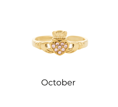 HEART CROWN CLADDAGH BIRTHSTONE ADJUSTABLE RING best gold plated tarnish and water resistant piece by Irish Jewellery brand - Lynott Jewellery