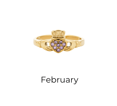 HEART CROWN CLADDAGH BIRTHSTONE ADJUSTABLE RING best gold plated tarnish and water resistant piece by Irish Jewellery brand - Lynott Jewellery