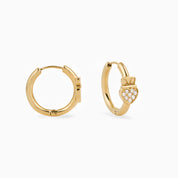 HEART CROWN CLADDAGH HUGGIE HOOPS best gold plated tarnish and water resistant piece by Irish Jewellery brand - Lynott Jewellery