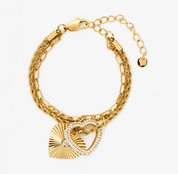 MEGAN FORTE CLARKE SLAY LAYERED CLADDAGH BRACELET best gold plated tarnish and water resistant piece by Irish Jewellery brand - Lynott Jewellery