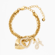 MEGAN FORTE CLARKE SLAY LAYERED CLADDAGH BRACELET best gold plated tarnish and water resistant piece by Irish Jewellery brand - Lynott Jewellery