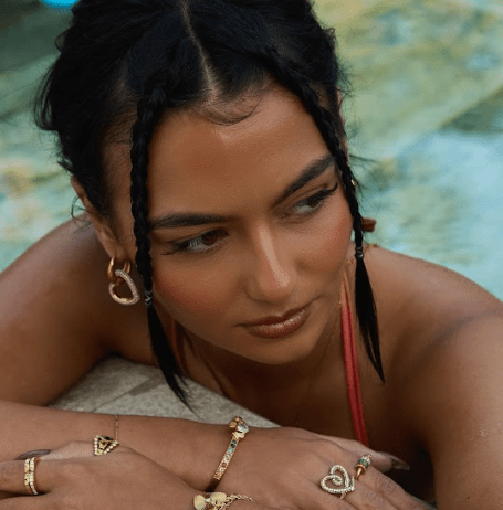 MEGAN FORTE CLARKE LOVES IT HEART DROP HOOP best gold plated tarnish and water resistant piece by Irish Jewellery brand - Lynott Jewellery