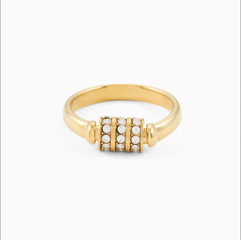 MEGAN FORTE CLARKE THIRSTY SPINNING RING best gold plated tarnish and water resistant piece by Irish Jewellery brand - Lynott Jewellery